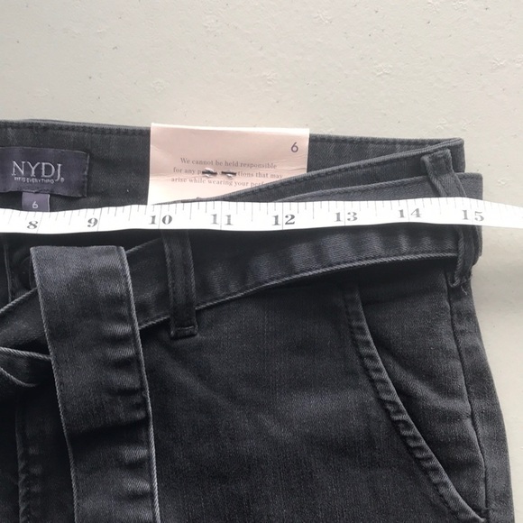 Nydj Marilyn Straight lift tuck jeans with waist tie size 6 black high rise - Picture 6 of 13